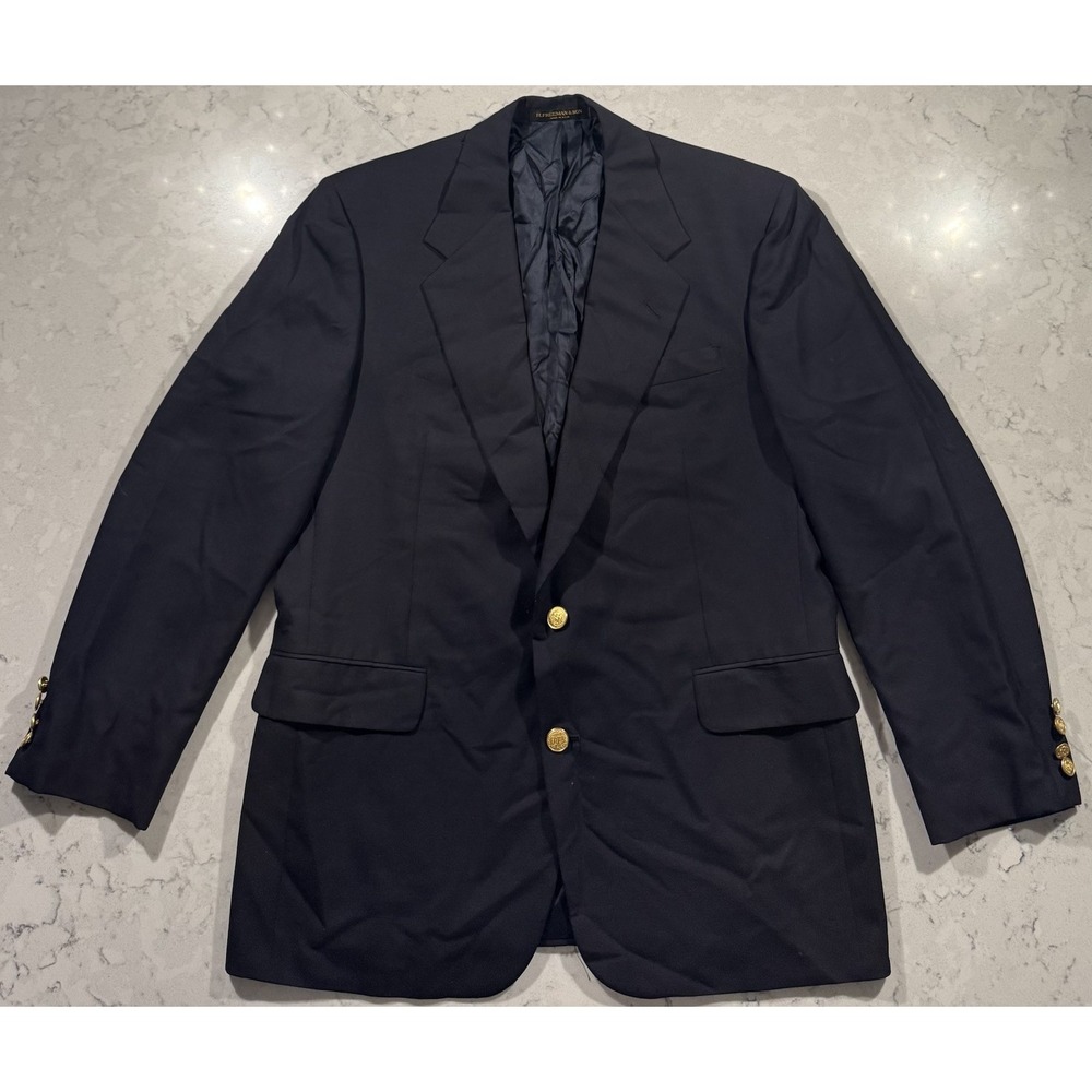 VTG H. Freeman & Son Blazer Jacket Mens 41R Navy Blue Wool Nordstrom Made in USA